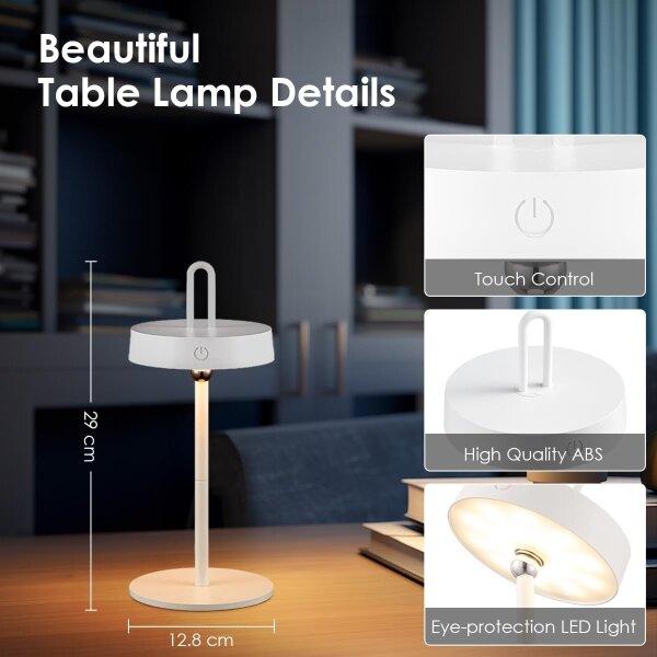 Lampă de masă LED, reglabilă, reîncărcabilă, pentru exterior, cu control tactil GENTLE LED/1,5W/3,7V 3000 mAh IP44 albă
