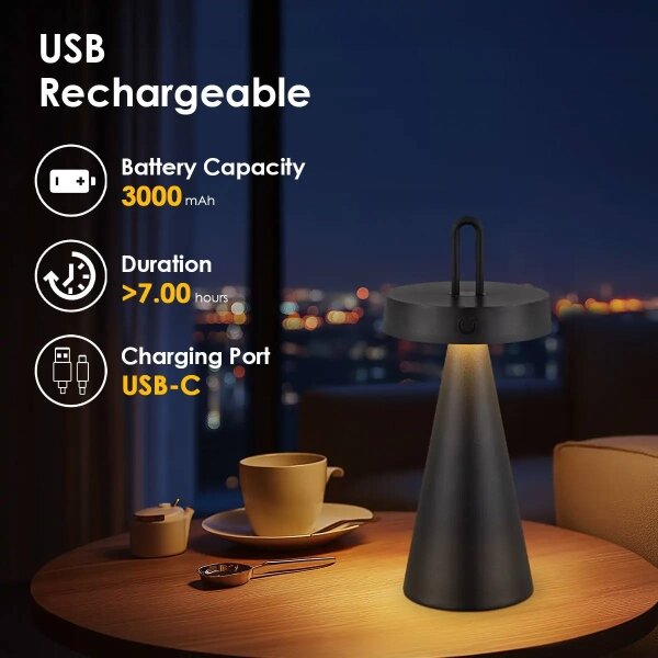 Lampă de masă LED reglabilă, reîncărcabilă, pentru exterior, cu control tactil HALO LED/1,5W/3,7V 3000 mAh IP44 neagră