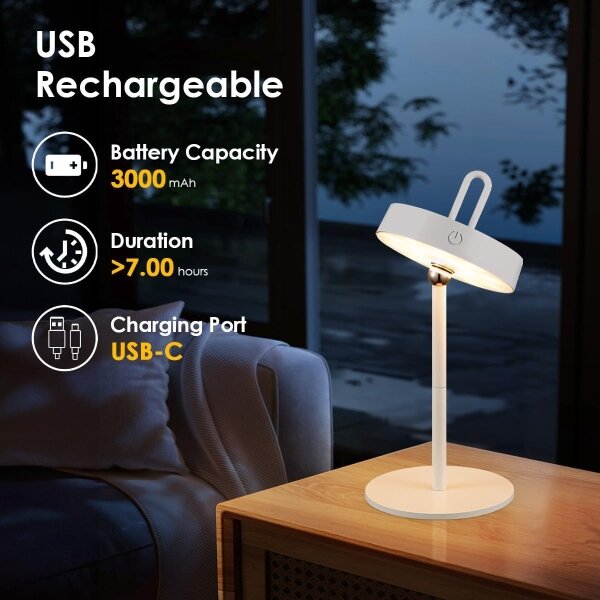 Lampă de masă LED, reglabilă, reîncărcabilă, pentru exterior, cu control tactil GENTLE LED/1,5W/3,7V 3000 mAh IP44 albă