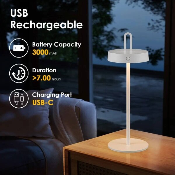 Lampă de masă LED tactilă, reglabilă, reîncărcabilă pentru exterior SHINE LED/1,5W/3,7V 3000 mAh IP44 albă