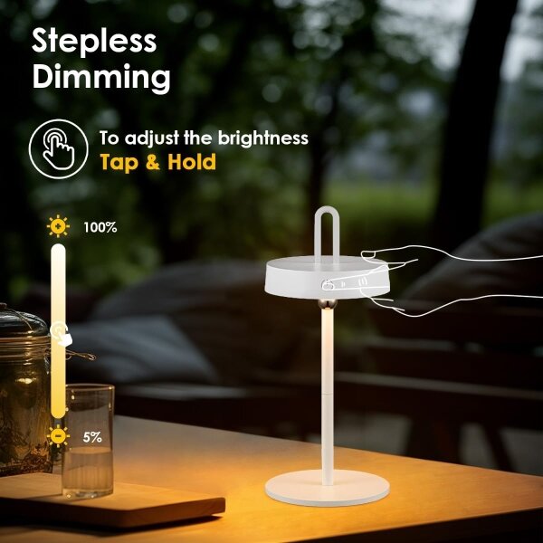 Lampă de masă LED, reglabilă, reîncărcabilă, pentru exterior, cu control tactil GENTLE LED/1,5W/3,7V 3000 mAh IP44 albă