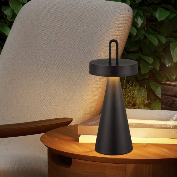 Lampă de masă LED reglabilă, reîncărcabilă, pentru exterior, cu control tactil HALO LED/1,5W/3,7V 3000 mAh IP44 neagră