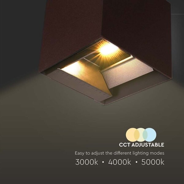 LED lampă solară de perete cu senzor, 9W, 3,7V, 3000/4000/5000K, IP65, maro