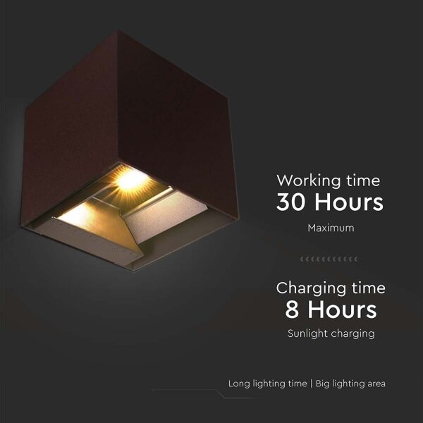 LED lampă solară de perete cu senzor, 9W, 3,7V, 3000/4000/5000K, IP65, maro