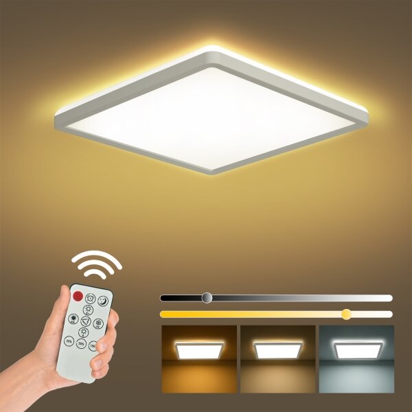 Brilagi - Plafonieră LED dimabilă ULTRA SLIM 18W 230V 30x30 cm, albă + telecomandă