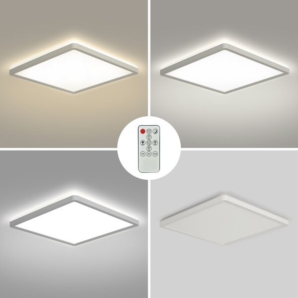 Brilagi - Plafonieră LED dimabilă ULTRA SLIM 18W 230V 30x30 cm, albă + telecomandă