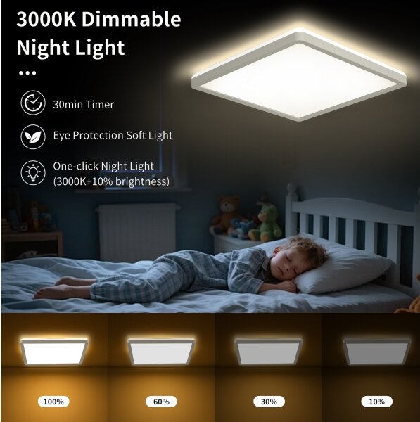 Brilagi - Plafonieră LED dimabilă ULTRA SLIM 18W 230V 30x30 cm, albă + telecomandă