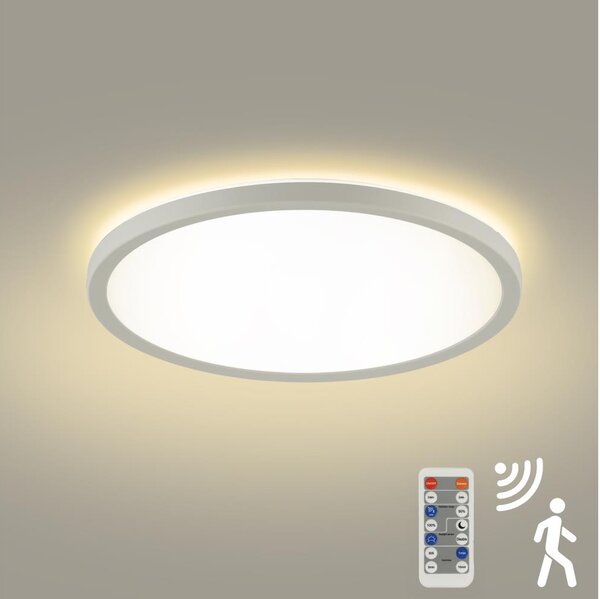 Plafonieră LED dimabilă cu senzor de mișcare ULTRA SLIM LED/24W/230V d. 42 cm + telecomandă