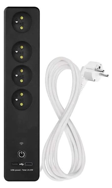 Prelungitor inteligent cu întrerupător GoSmart 4Z + 1xUSB-A + 1xUSB-C 2 m Wi-Fi Tuya