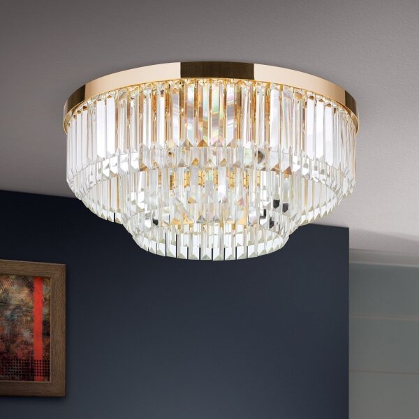 Plafonieră LED de cristal dimabilă Orion PRISM LED/80W/230V d. 55 cm 24K auriu