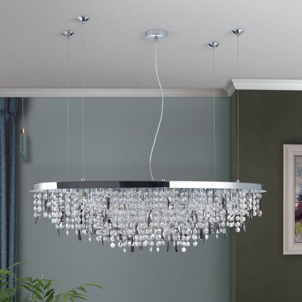 Lustră de cristal pe cablu Orion CRYSTALRIVER 21xG9/40W/230V crom lucios