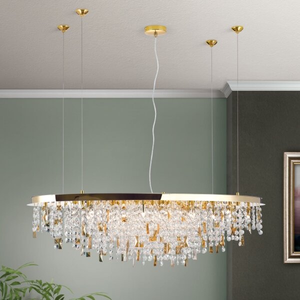 Lustră de cristal pe cablu Orion CRYSTALRIVER 21xG9/40W/230V auriu