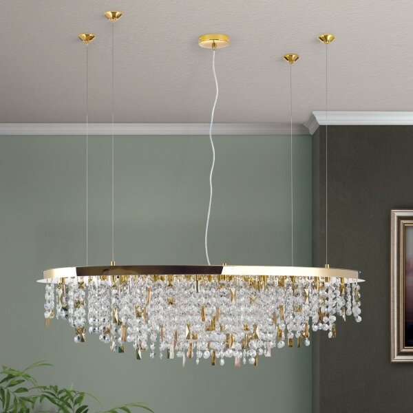 Lustră de cristal pe cablu Orion CRYSTALRIVER 21xG9/40W/230V auriu