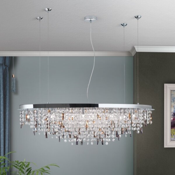 Lustră de cristal pe cablu Orion CRYSTALRIVER 21xG9/40W/230V crom lucios