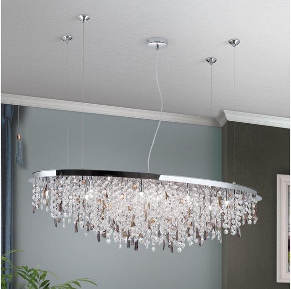 Lustră de cristal pe cablu Orion CRYSTALRIVER 21xG9/40W/230V crom lucios