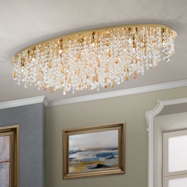Plafonieră de cristal Orion CRYSTALRIVER 21xG9/40W/230V auriu