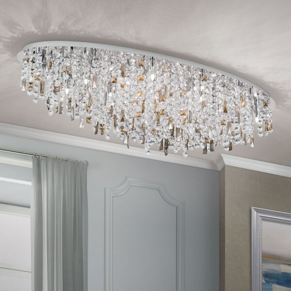 Plafonieră de cristal Orion CRYSTALRIVER 21xG9/40W/230V crom lucios