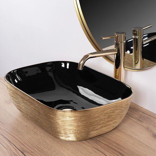 Lavoar pe blat Rea Belinda BLACK BRUSH GOLD
