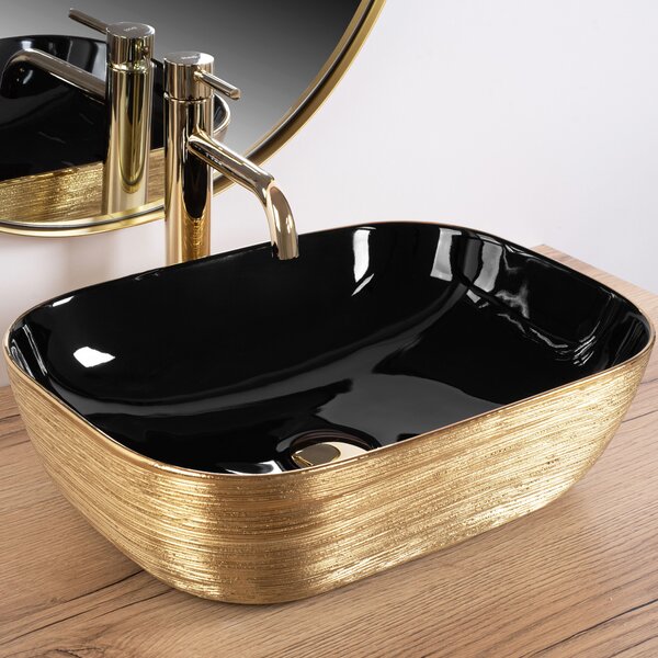 Lavoar pe blat Rea Belinda BLACK BRUSH GOLD