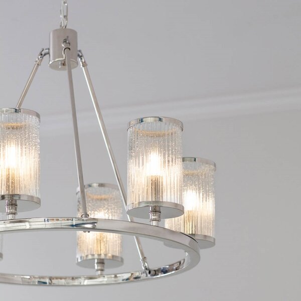 Lustră pe lanț Endon 74128 EASTON 6xE14/6W/230V crom lucios