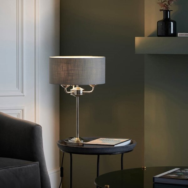 Lampă de masă Endon 99149 HIGHCLERE 3xE14/18W/230V gri/crom lucios