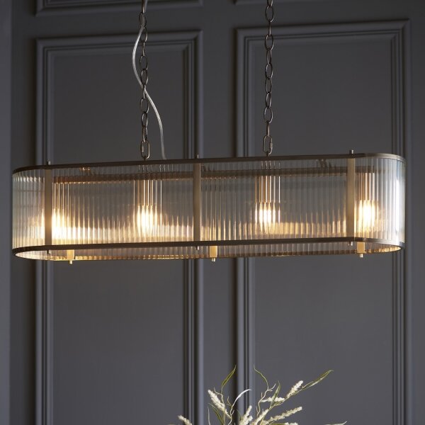 Lustră pe lanț Endon 110945 RIDGETON 4xE14/6W/230V alamă/transparent
