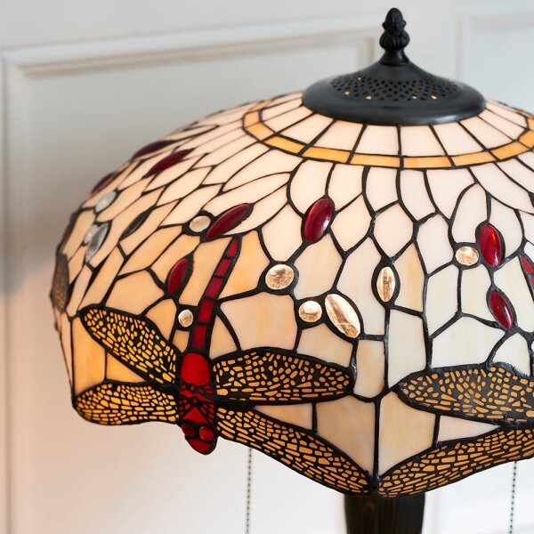 Endon 64085 - Lampă de masă Tiffany DRAGONFLY, 2xE27/60W/230V, diam. 41 cm