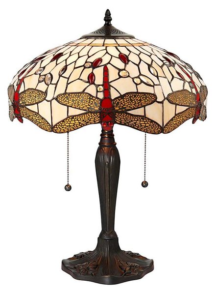 Endon 64085 - Lampă de masă Tiffany DRAGONFLY, 2xE27/60W/230V, diam. 41 cm