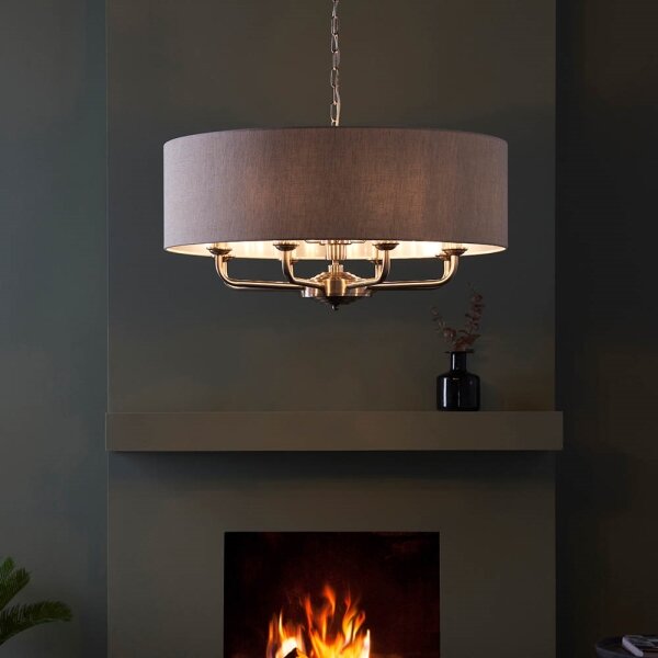 Lustră pe lanț Endon 99152 HIGHCLERE 8xE14/40W/230V gri/crom mat
