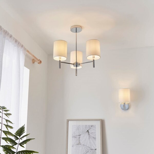 Lustră pe tijă Endon 56642 BRIO 3xE14/40W/230V crom lucios/alb