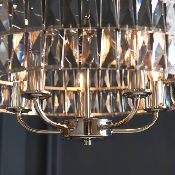 Lustră pe lanț Endon 104467 CLIFTON 5xE14/6W/230V crom lucios/transparent