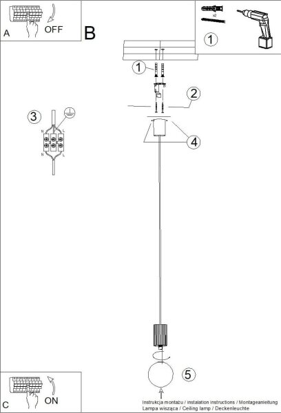 Lustră pe cablu Sollux SL.1709 HALO 1xG9/8W/230V d. 12 cm alb