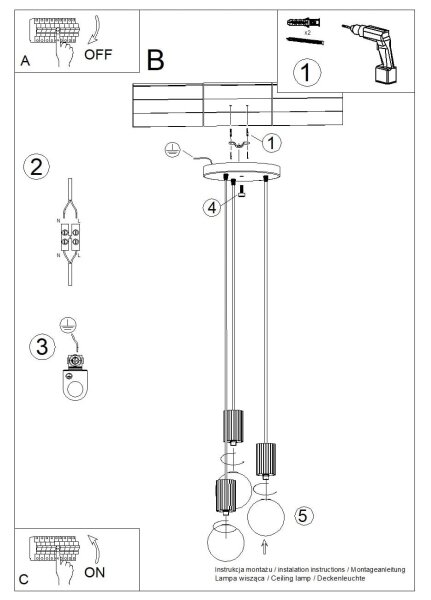 Lustră pe cablu Sollux SL.1740 HALO 3xG9/8W/230V d. 25 cm albastru