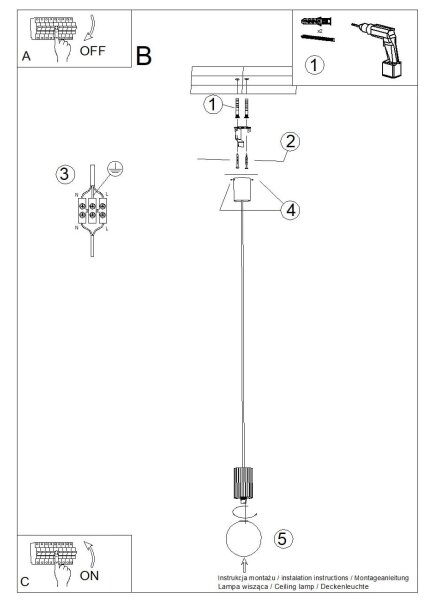 Lustră pe cablu Sollux SL.1719 HALO 1xG9/8W/230V d. 12 cm crem