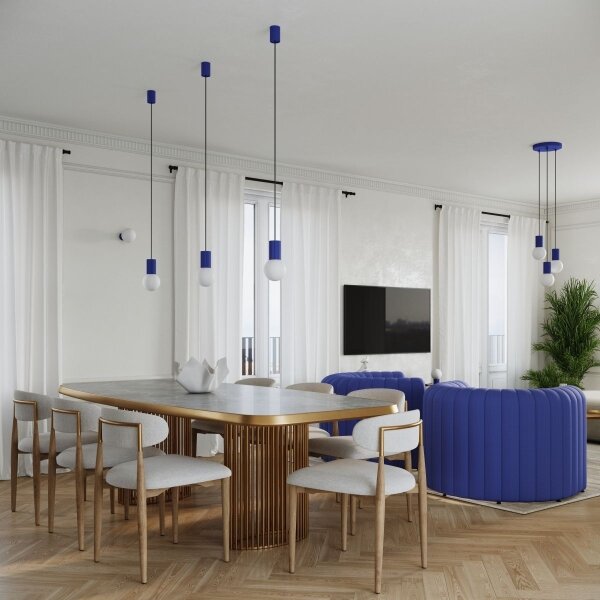 Lustră pe cablu Sollux SL.1740 HALO 3xG9/8W/230V d. 25 cm albastru