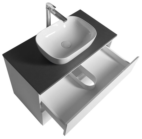 Aqualine Aqualine, dulap ALTAIR cu blat 87,5 cm, ardezie alb/antracit, AI290-03