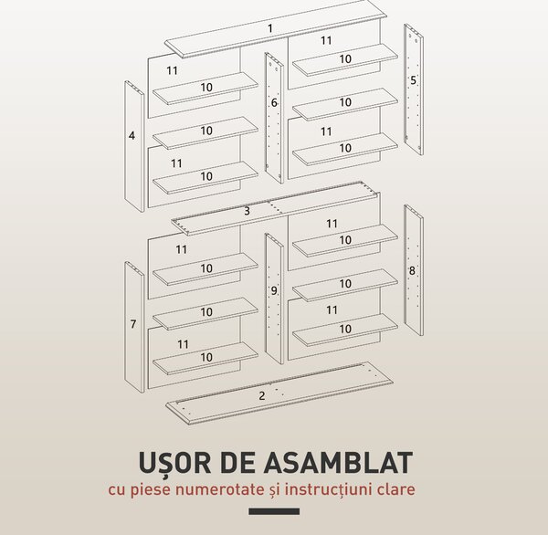 HOMCOM Dulap Bibliotecă pentru CD-uri cu 16 Rafturi, Design Modern, din Lemn, 106,5x24x126,3 cm, Natur | Aosom Romania