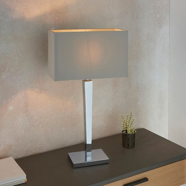 Lampă de masă MORETO 1xE27/60W/230V crom lucios/gri