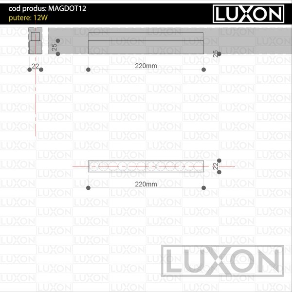 Proiector SMART pentru sina magnetica DOT12 LED LUXON