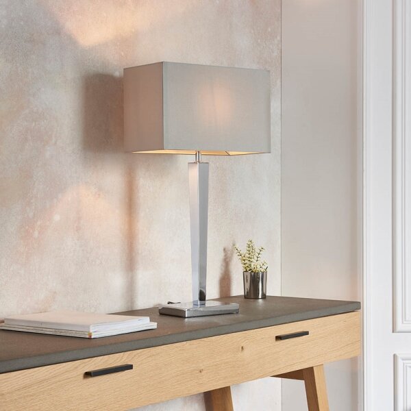 Lampă de masă MORETO 1xE27/60W/230V crom lucios/gri