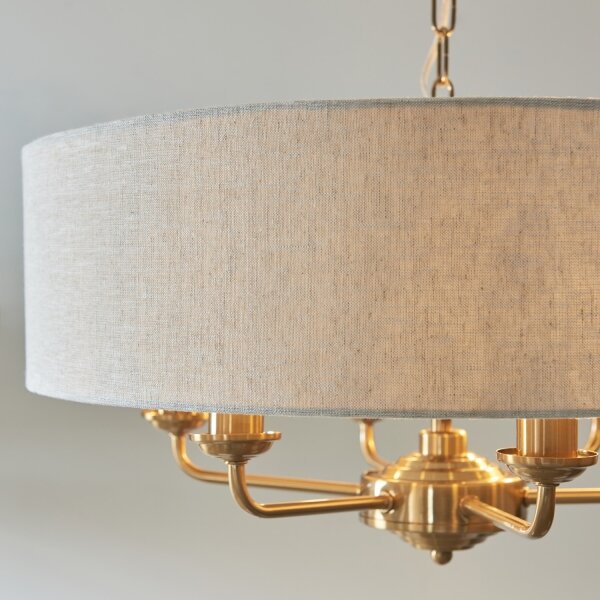 Endon 110722 - Lustră suspendată pe lanț HIGHCLERE, 6xE14/40W/230V, bej/alamă, diametru 55 cm