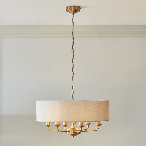 Endon 110722 - Lustră suspendată pe lanț HIGHCLERE, 6xE14/40W/230V, bej/alamă, diametru 55 cm