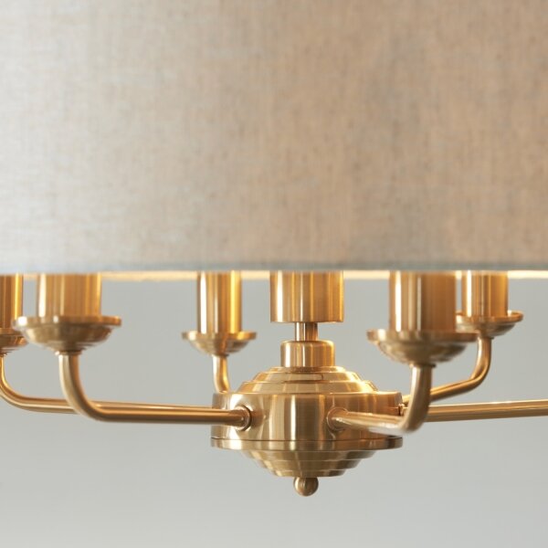 Endon 110722 - Lustră suspendată pe lanț HIGHCLERE, 6xE14/40W/230V, bej/alamă, diametru 55 cm