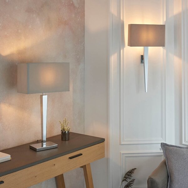 Lampă de masă MORETO 1xE27/60W/230V crom lucios/gri
