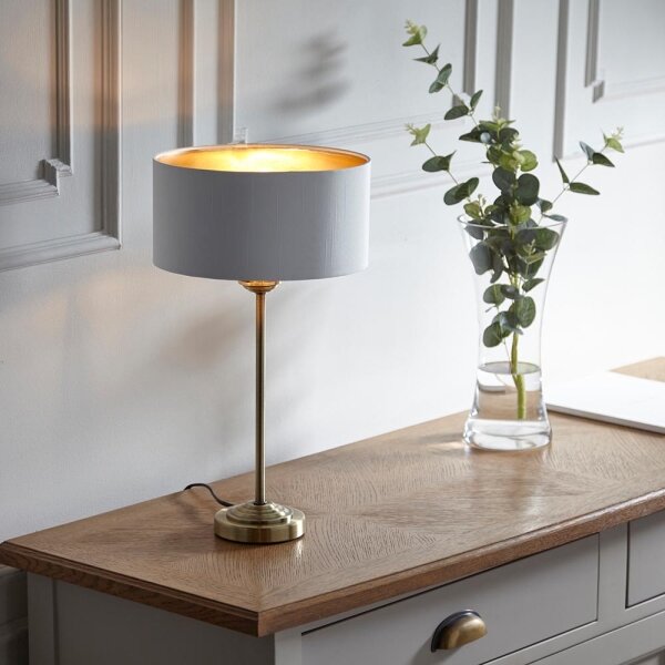Lampă de masă Endon 104054 HIGHCLERE 1xE14/7W/230V alb/alamă d. 25 cm