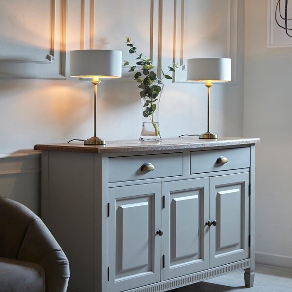 Lampă de masă Endon 104054 HIGHCLERE 1xE14/7W/230V alb/alamă d. 25 cm