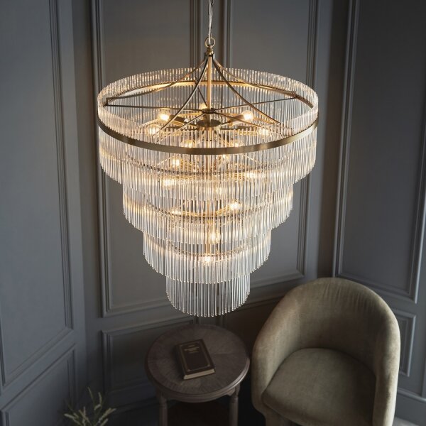 Lustră pe lanț Endon 112576 MARIETTA 16xE14/6W/230V alamă/transparent