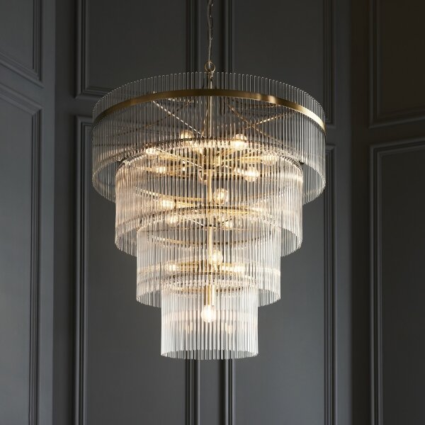 Lustră pe lanț Endon 112576 MARIETTA 16xE14/6W/230V alamă/transparent