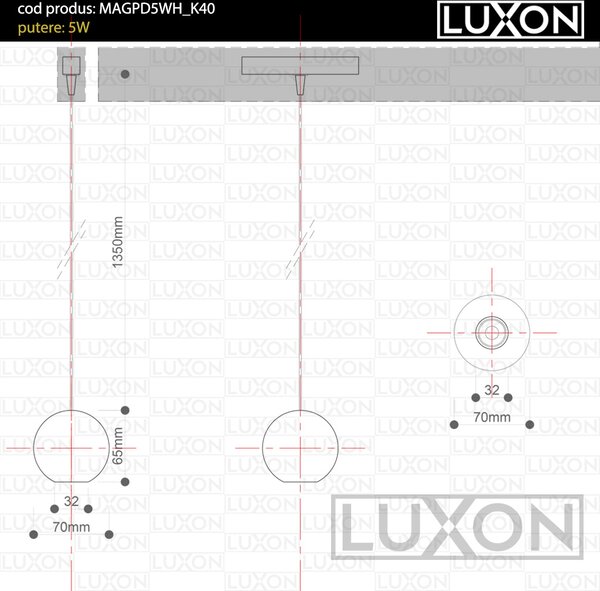 Proiector sina magnetica PENDUL5 LED alb mat LUXON