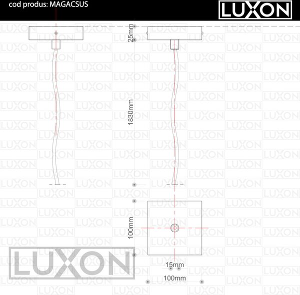 Baza si cablu de alimentare - sina suspendata LUXON